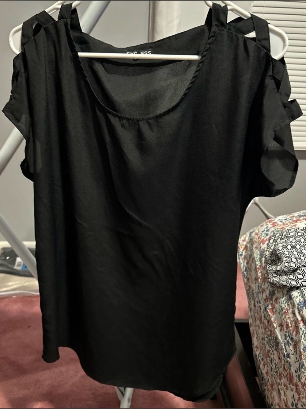Express Black Criss-Cross Cold-Shoulder Blouse